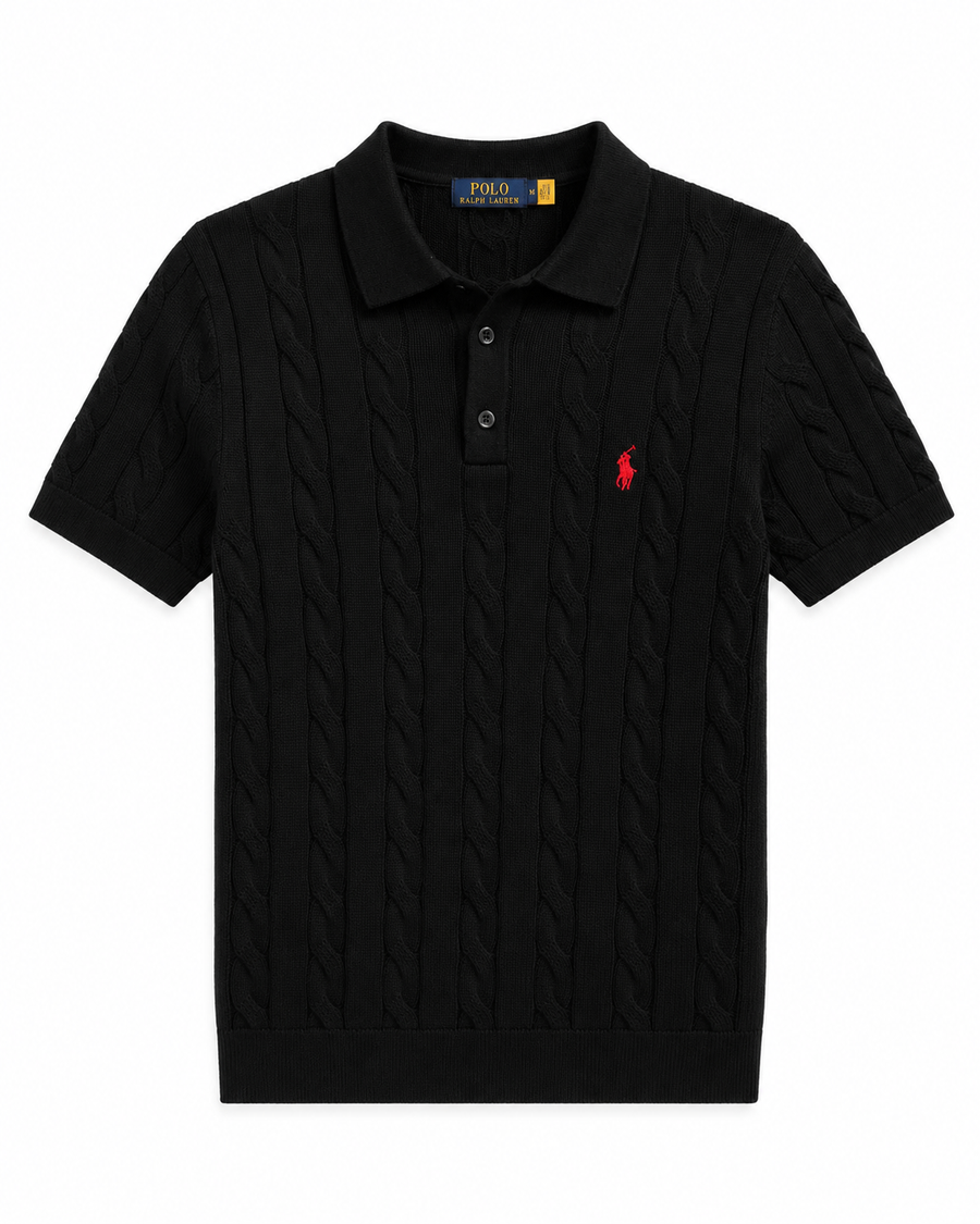 Polo Cable Knit - Black