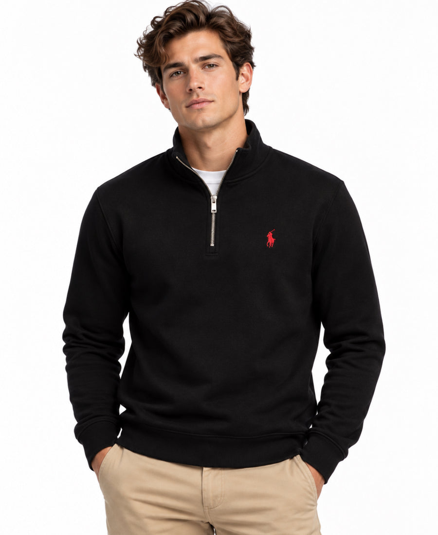 RL Basic Cotton Quarter zip - Black