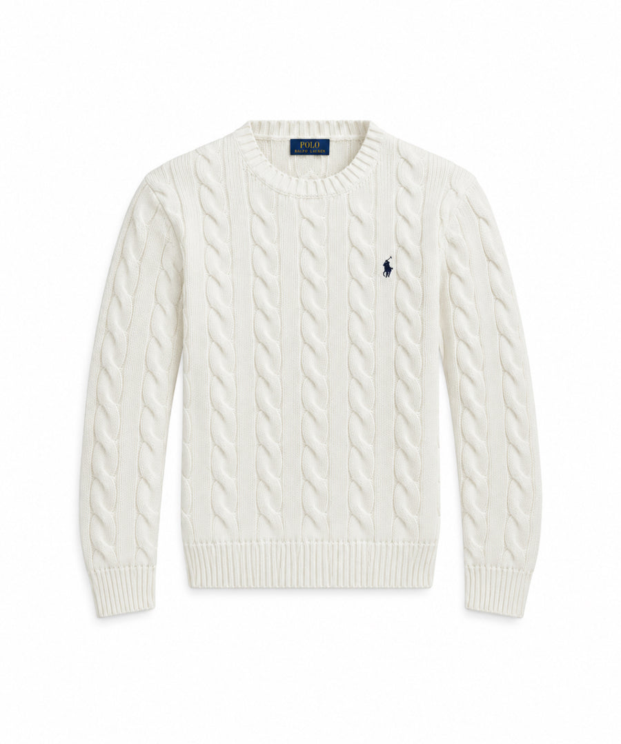 RL Cable Knit Sweater - White