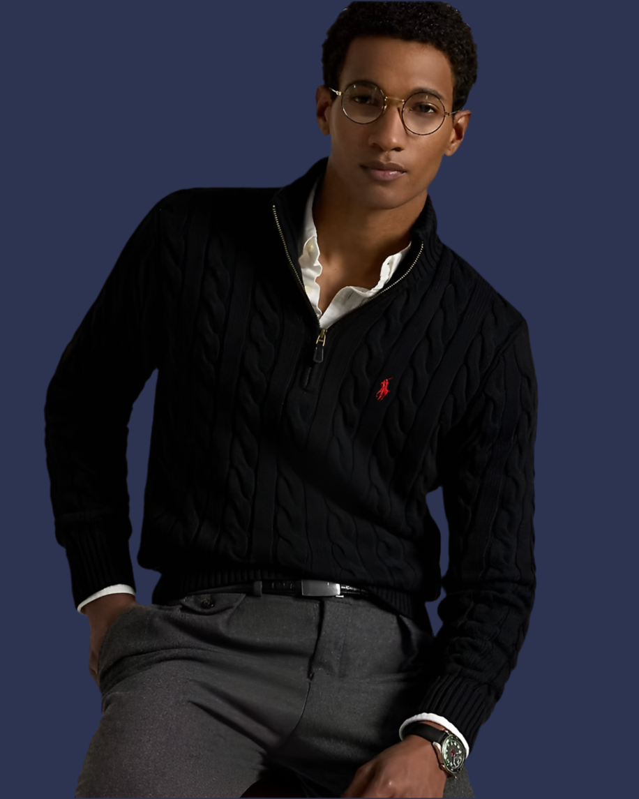 Cable Knit QuarterZip Sweater