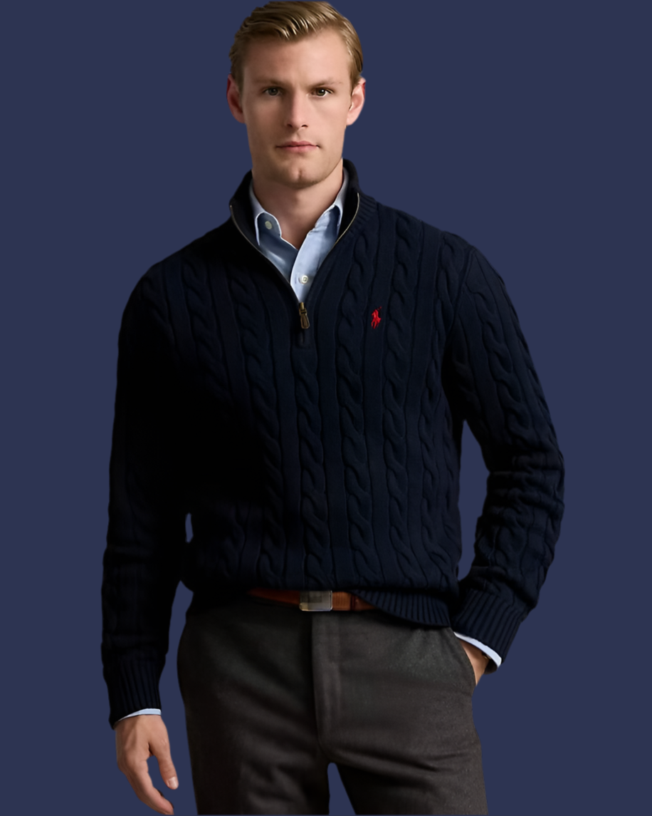 Cable Knit QuarterZip Sweater