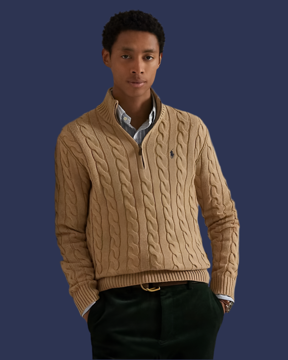 Cable Knit QuarterZip Sweater