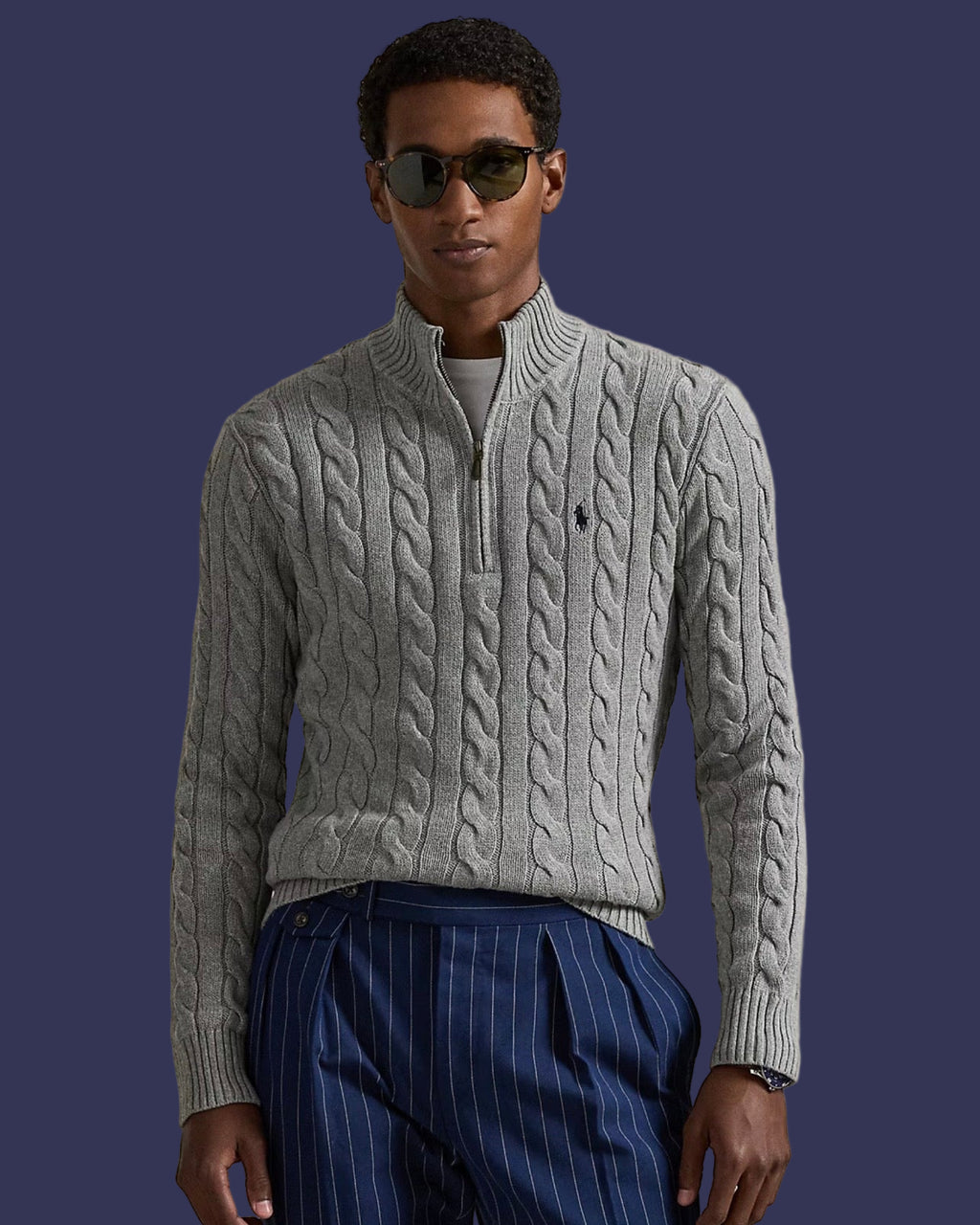 Cable Knit QuarterZip Sweater