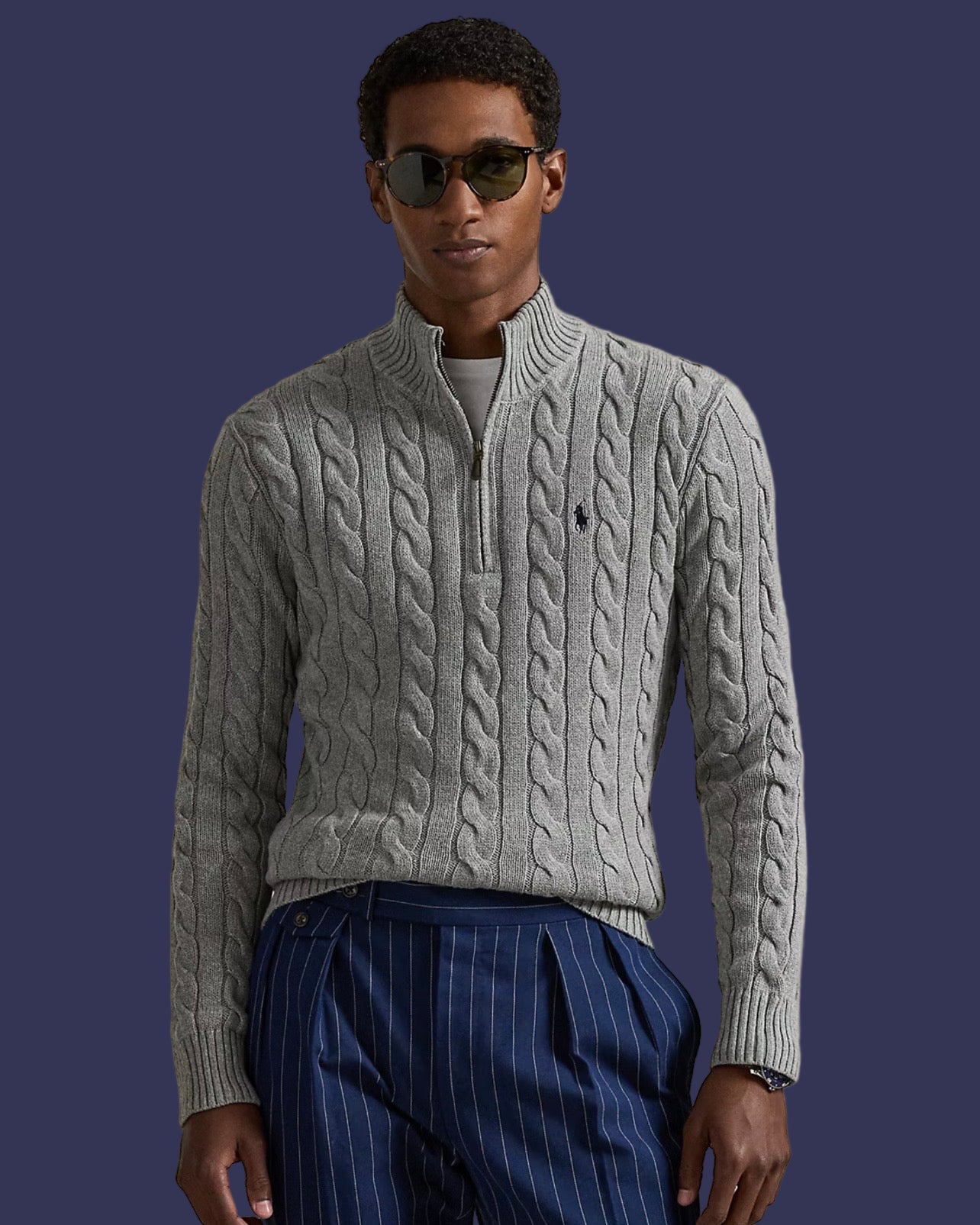 Cable Knit QuarterZip Sweater