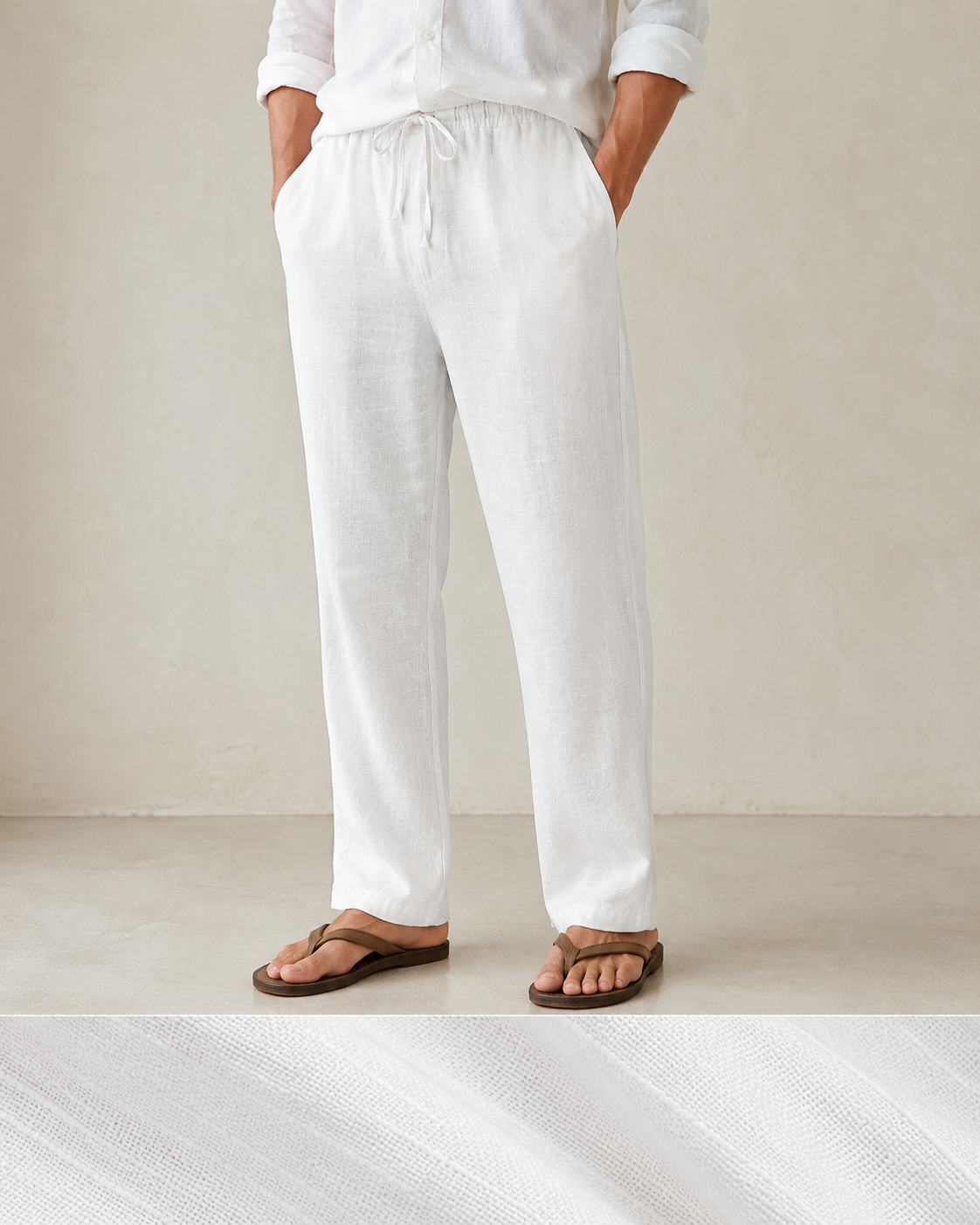 White Linen Pants — Relaxed Fit