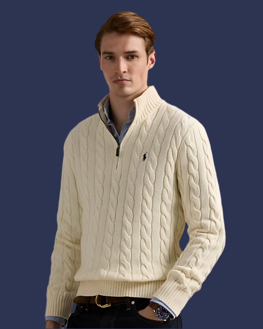 Cable Knit QuarterZip Sweater