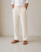 Offwhite Linen Pants — Relaxed Fit