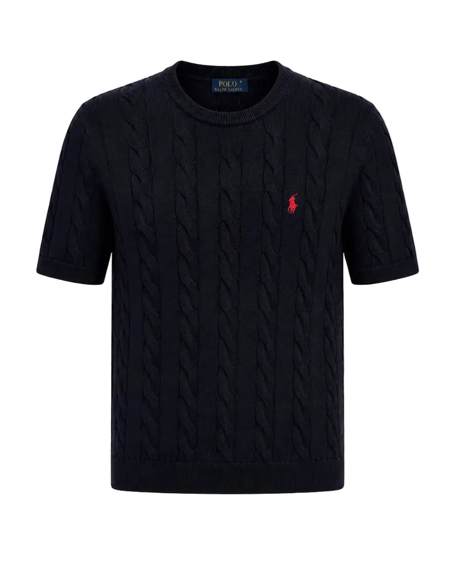 Cable Knit T-Shirt - Classic Colours - Black
