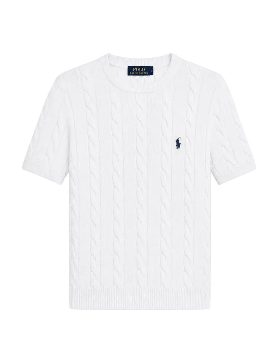 Cable Knit T-Shirt - Classic Colours - White